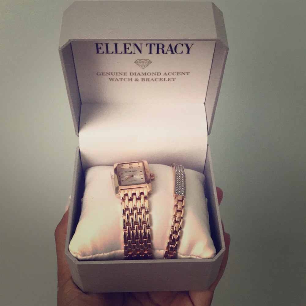 Rose gold watch and matching bracelet